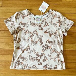 Haley Solar New Small Shop Upcycled 90s Y2K Butterfly Baby Tee Medium